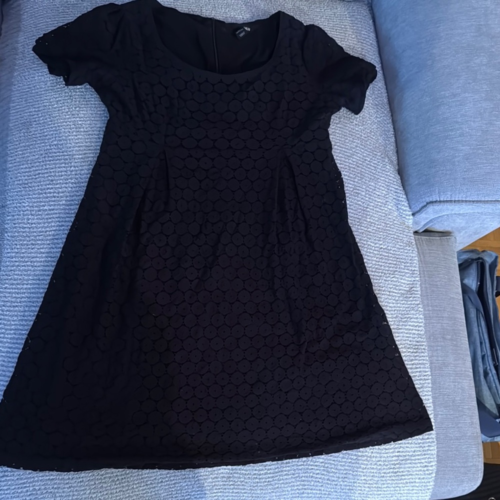 H&M Black A-Line Embroidered Dress